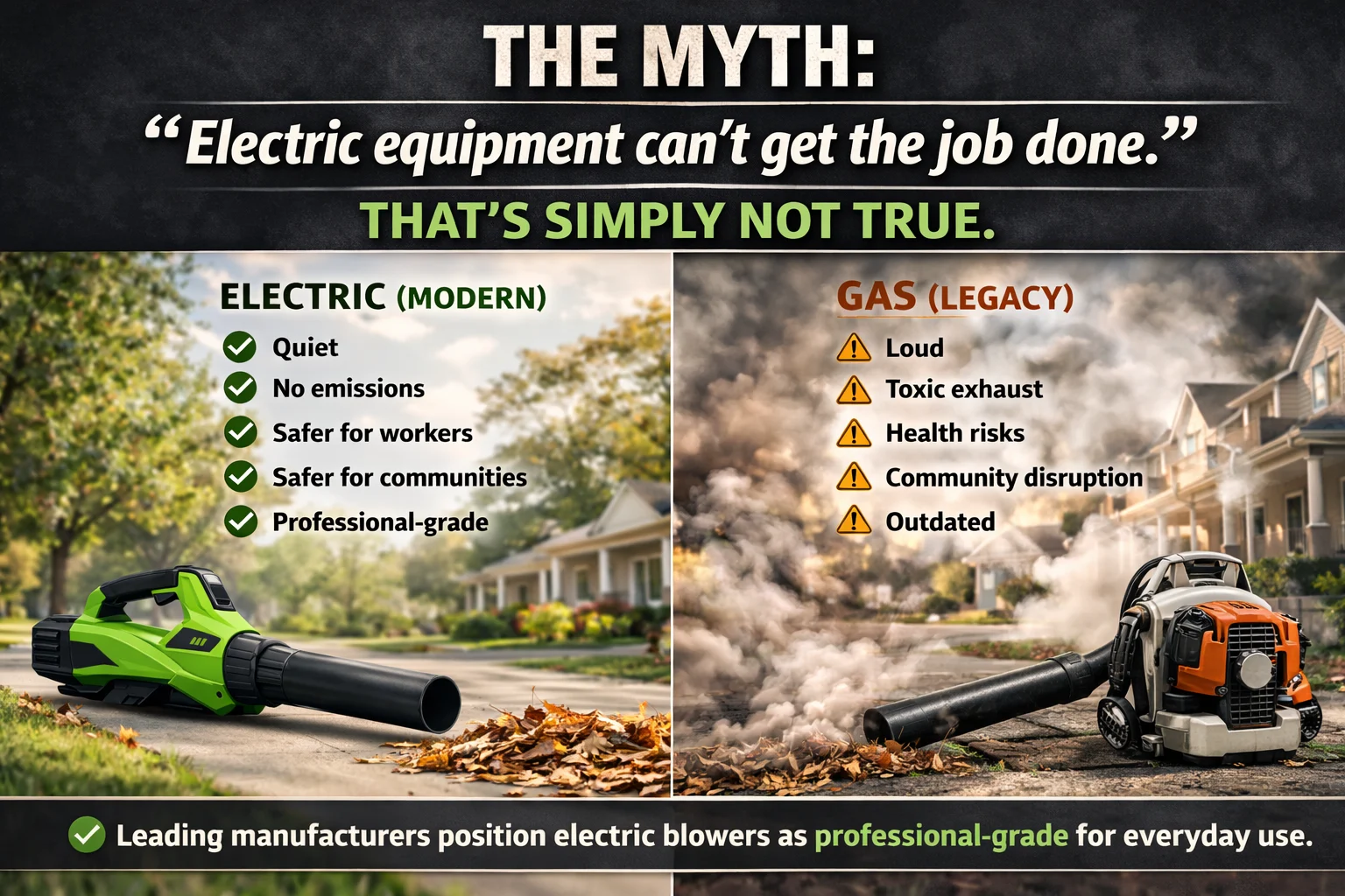 For years, the industry has pushed the idea that electric equipment “can’t get the job done.” That’s simply not true.
